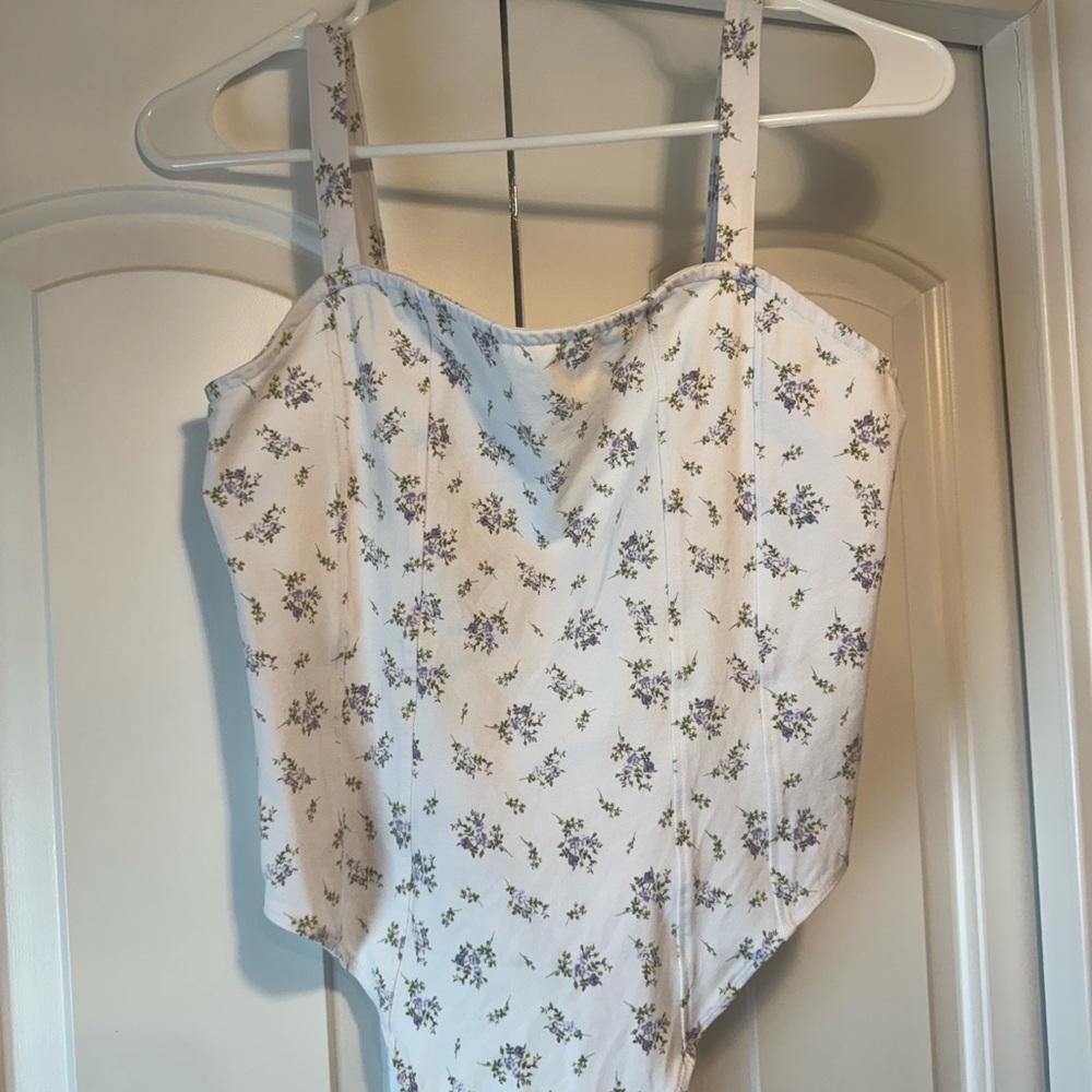 H&M White Floral Bodysuit